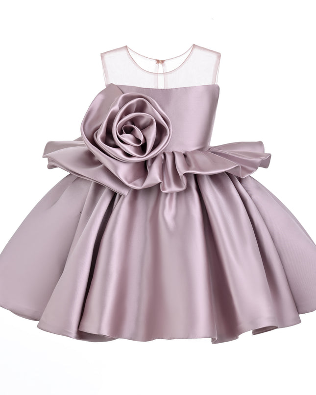 kids atelier tulleen Pink Peplum Sculpted Rose Dress
