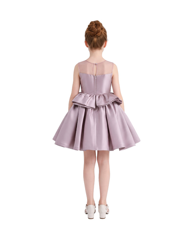 kids atelier tulleen Pink Peplum Sculpted Rose Dress