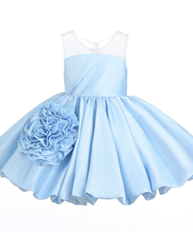 kids atelier tulleen Light Blue Zorina Party Dress with Floral Accent