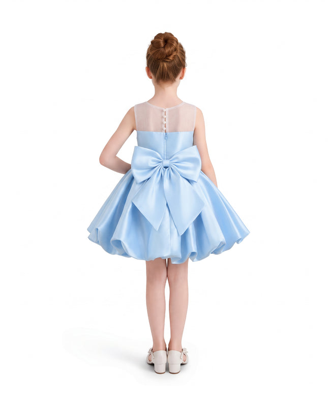 kids atelier tulleen Light Blue Zorina Party Dress with Floral Accent