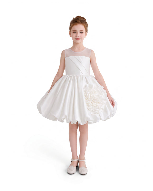 kids atelier tulleen Ivory Zorina Party Dress with Floral Accent