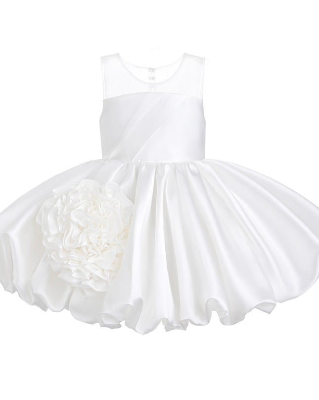 kids atelier tulleen Ivory Zorina Party Dress with Floral Accent