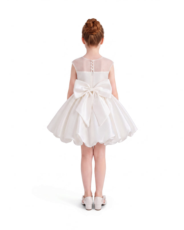 kids atelier tulleen Ivory Zorina Party Dress with Floral Accent