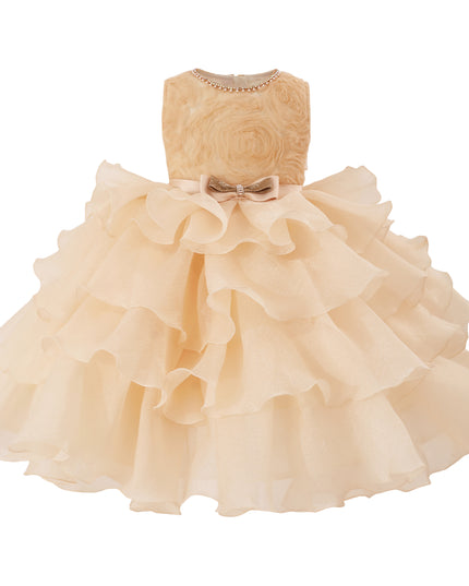 tulleen Cream Cliffara Floral Ruffle Occasion Dress
