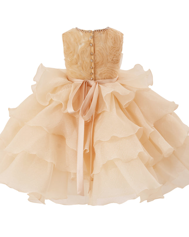 
tulleen Cream Cliffara Floral Ruffle Occasion Dress
