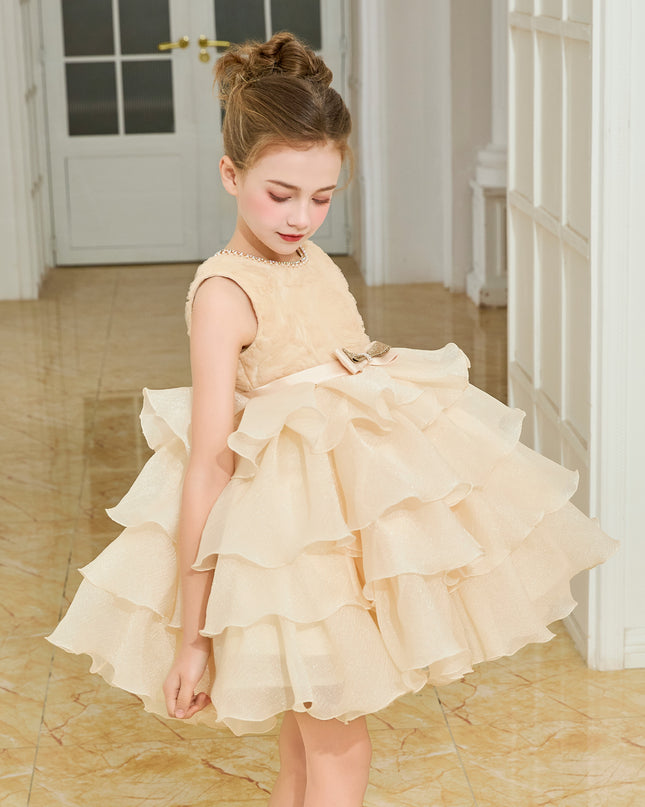tulleen Cream Cliffara Floral Ruffle Occasion Dress
