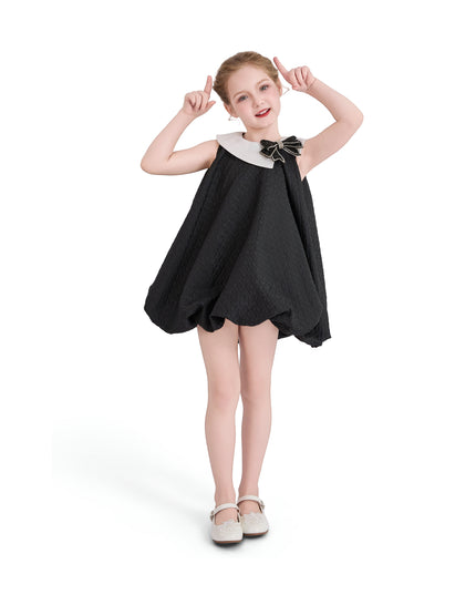 kids atelier tulleen Black Bow-Embellishment Dress