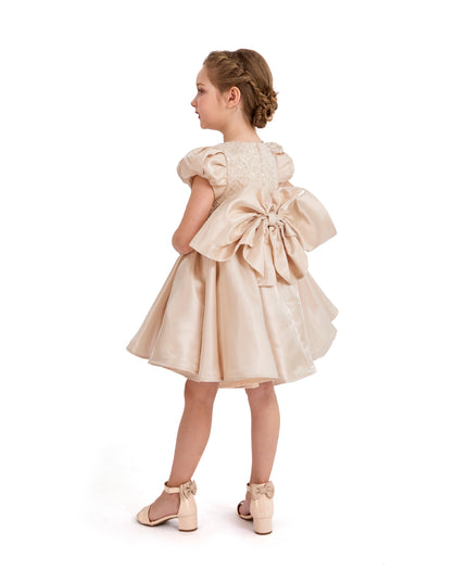 tulleen Champagne Altura Satin Bow Occasion Dress