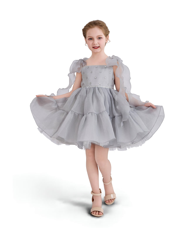 kids atelier tulleen Light Gray Ruffled Party Dress