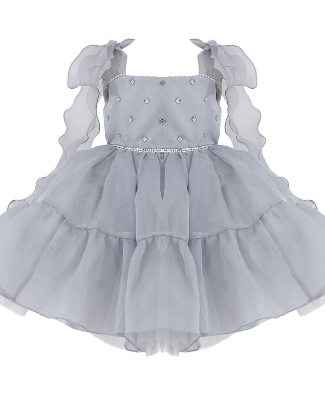 kids atelier tulleen Light Gray Ruffled Party Dress