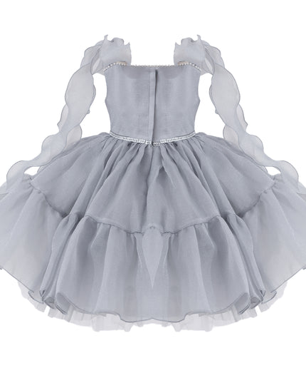 kids atelier tulleen Light Gray Ruffled Party Dress