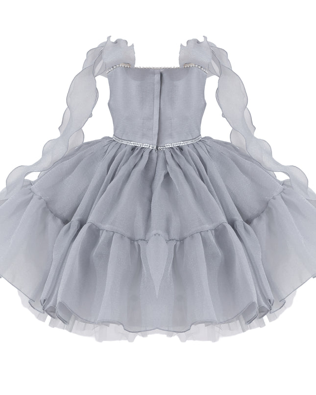 kids atelier tulleen Light Gray Ruffled Party Dress