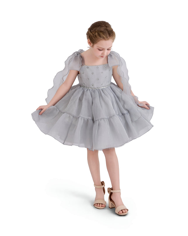 kids atelier tulleen Light Gray Ruffled Party Dress