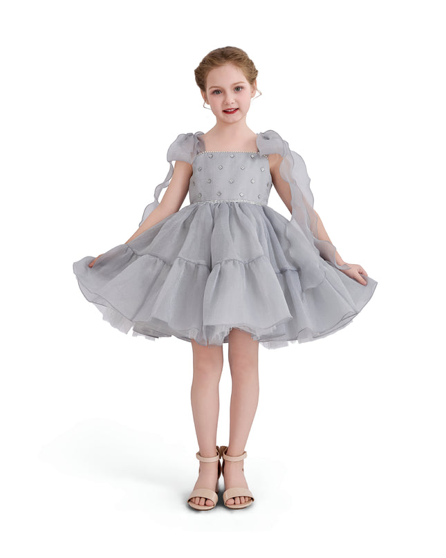 kids atelier tulleen Light Gray Ruffled Party Dress