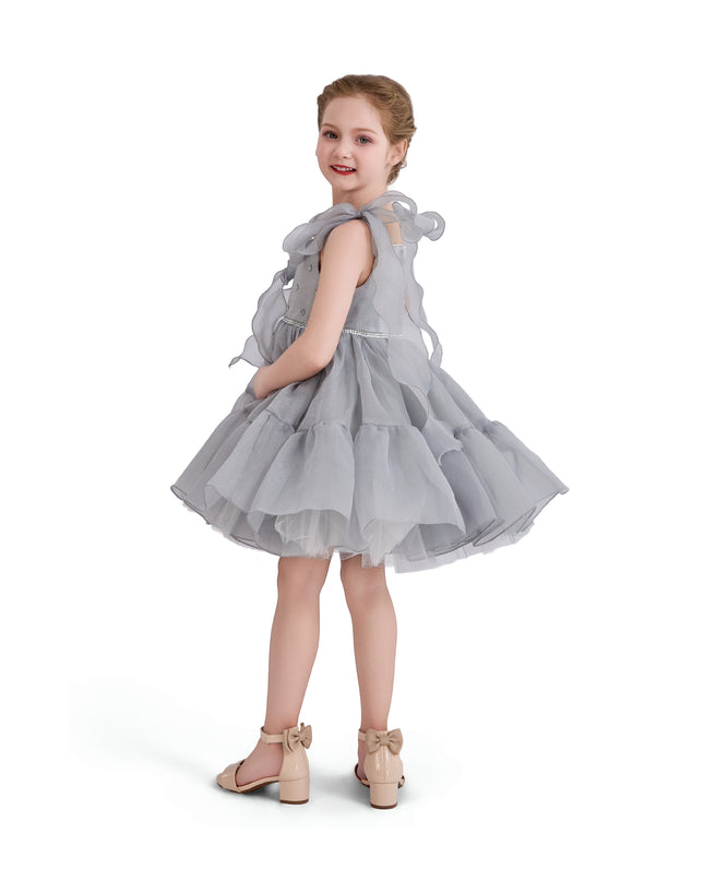 kids atelier tulleen Light Gray Ruffled Party Dress