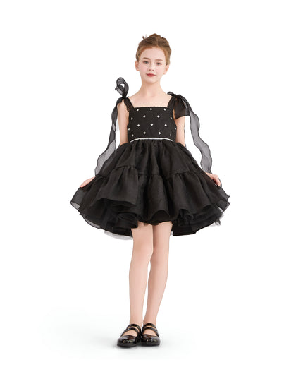 kids atelier tulleen Black Ruffled Party Dress