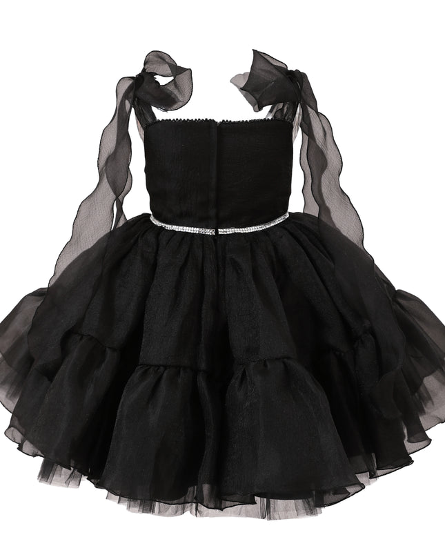 kids atelier tulleen Black Ruffled Party Dress
