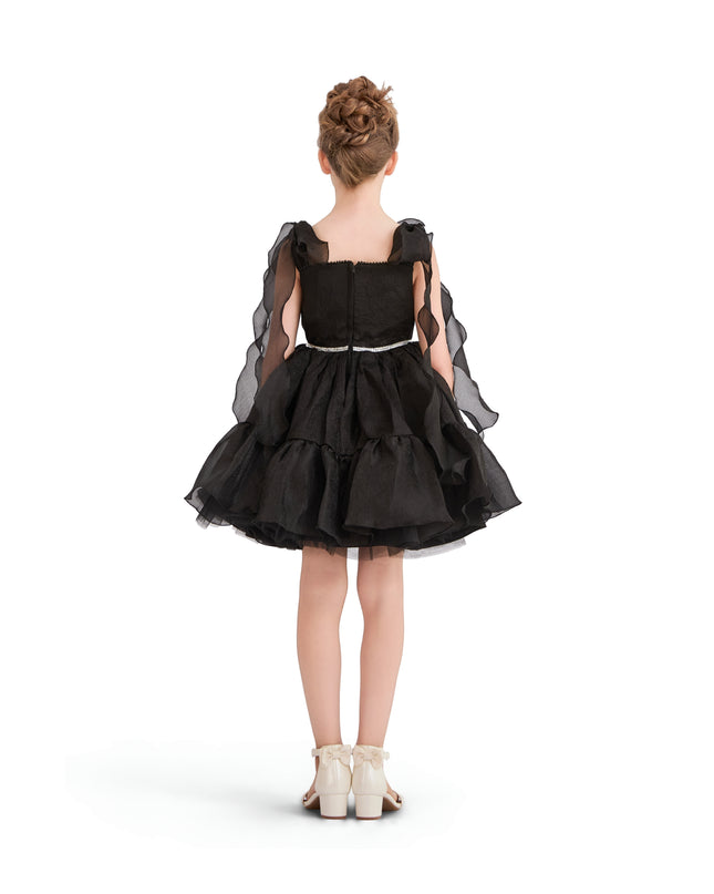 kids atelier tulleen Black Ruffled Party Dress