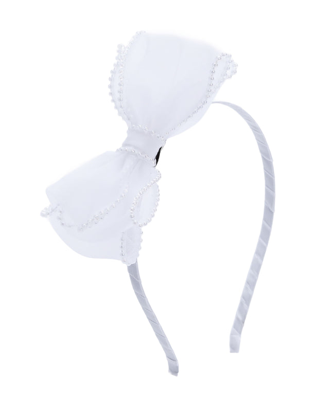 kidsatelier-Tulleen-White Pearl Bow Headband