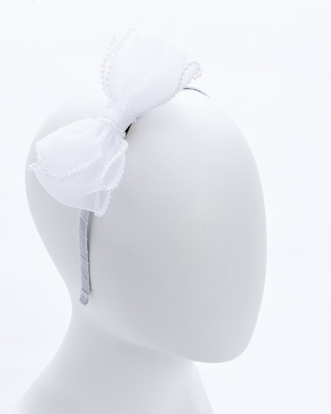 kidsatelier-Tulleen-White Pearl Bow Headband