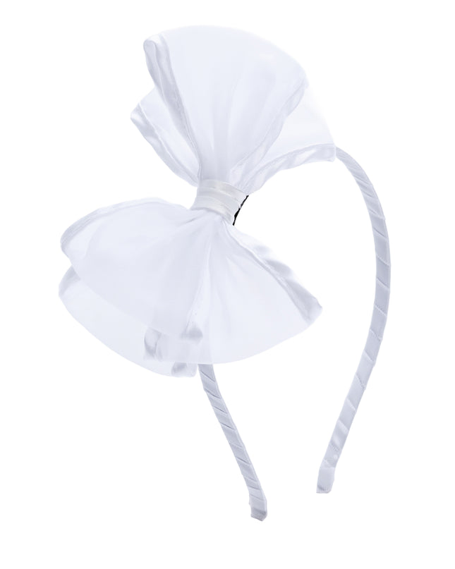 kidsatelier-Tulleen-White Sheer Bow Headband