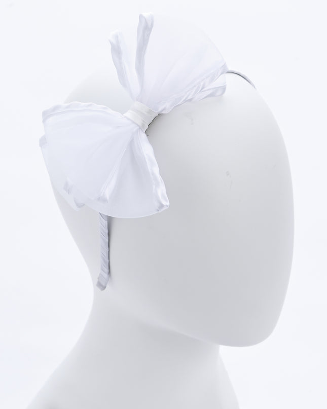 kidsatelier-Tulleen-White Sheer Bow Headband