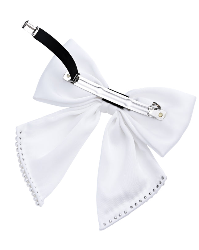 kids atelier tulleen White Pearl-Trimmed Satin Hair Clip