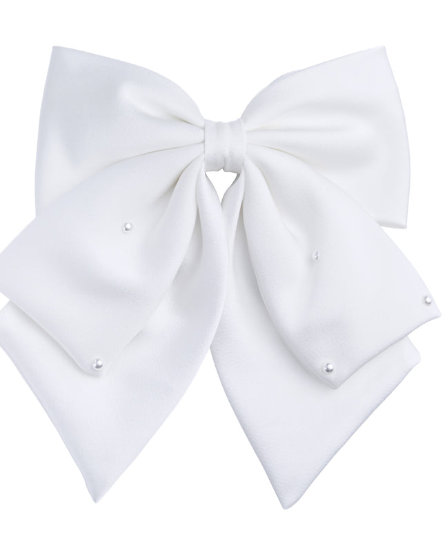 Kids atelier tulleen White Pearl-Embellished Satin Hair Clip