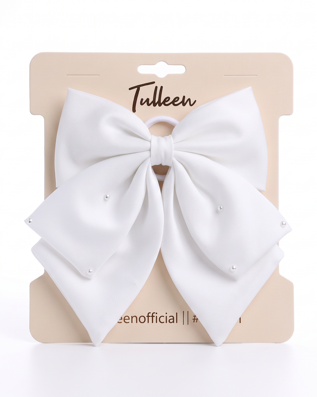 Kids atelier tulleen White Pearl-Embellished Satin Hair Clip