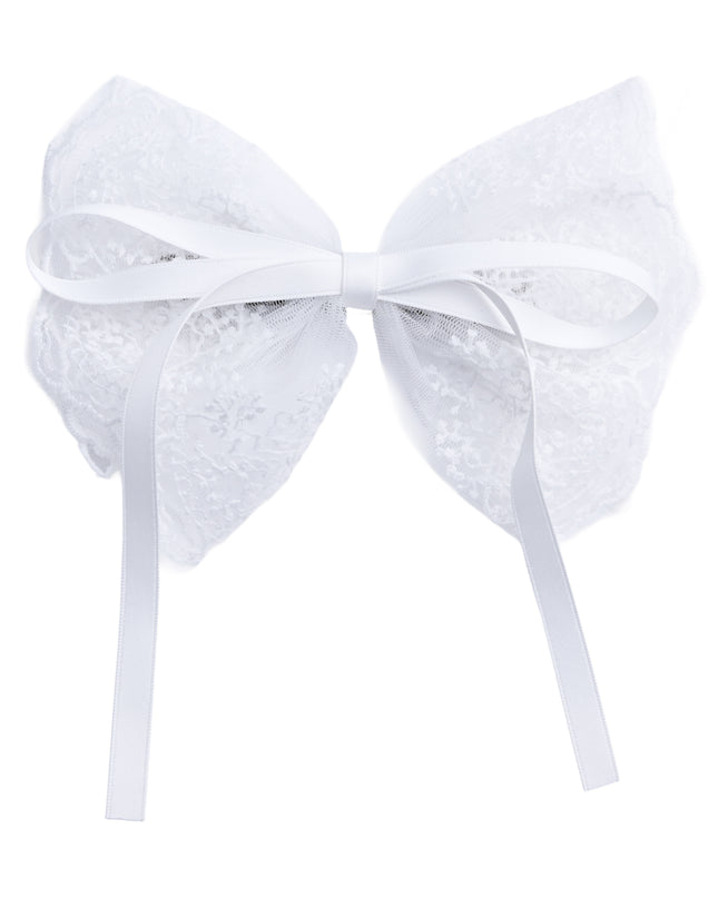 kids atelier tulleen White Layered Tulle & Satin Ribbon Hair Clip
