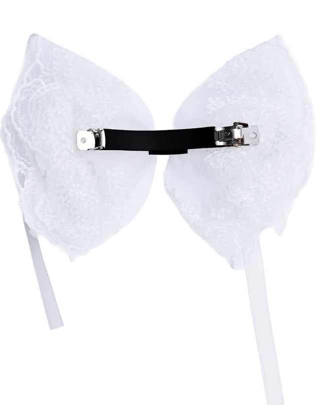 kids atelier tulleen White Layered Tulle & Satin Ribbon Hair Clip