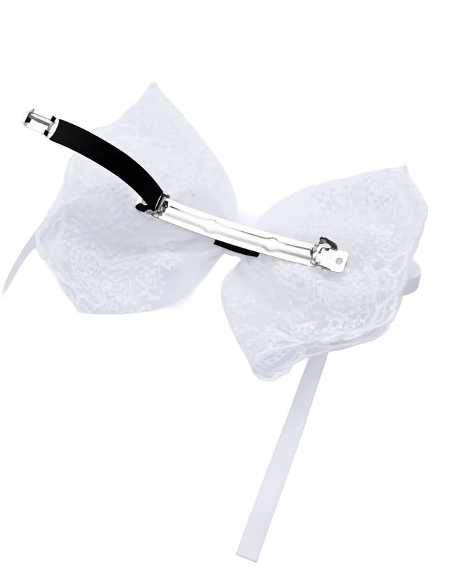 kids atelier tulleen White Layered Tulle & Satin Ribbon Hair Clip