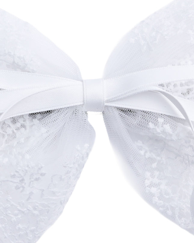 kids atelier tulleen White Layered Tulle & Satin Ribbon Hair Clip