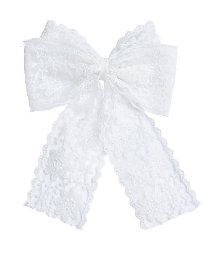 kids atelier tulleen White Floral Lace Ribbon Hair Clip