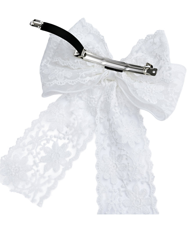 kids atelier tulleen White Floral Lace Ribbon Hair Clip