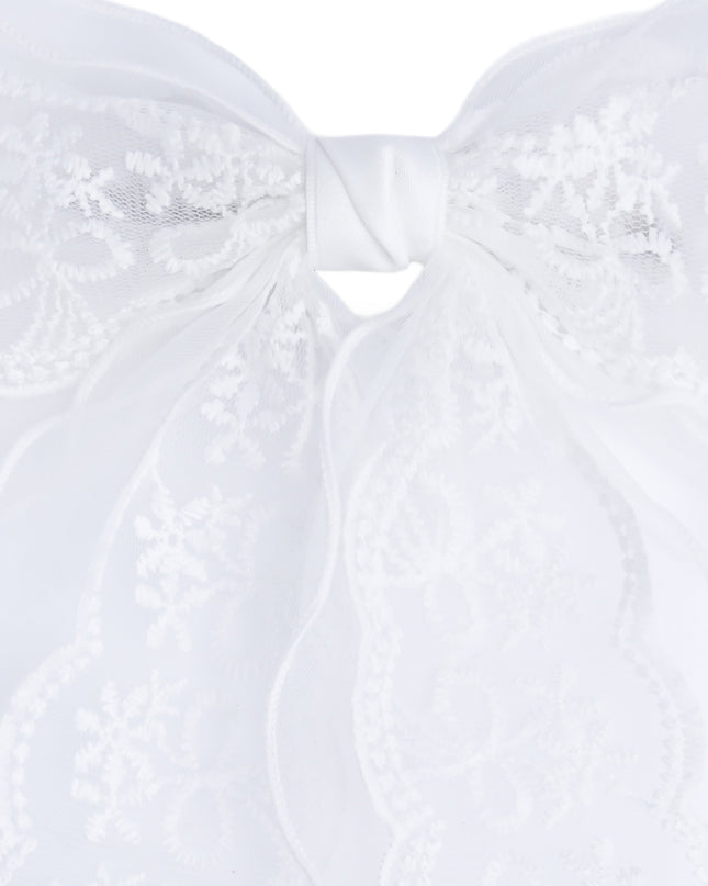 kids atelier tulleen White Sheer Embroidered Organza Lace Hair Clip