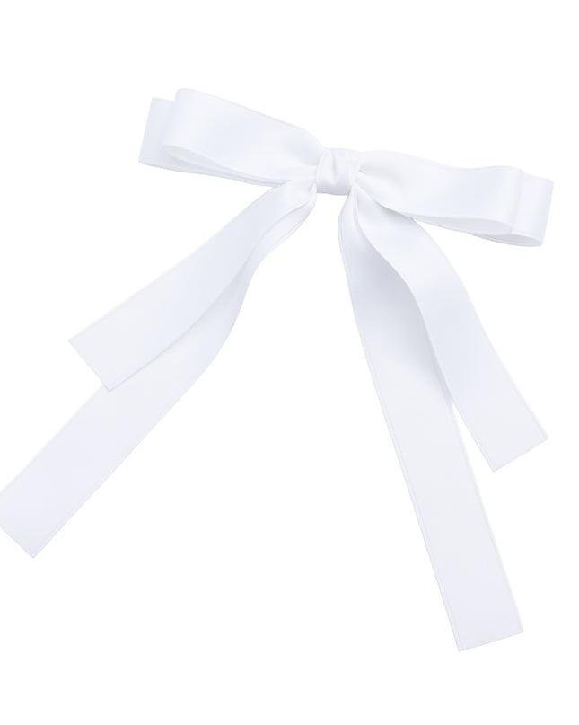 kids atelier tulleen Graceful White Satin Long-Streamer Hair Clip