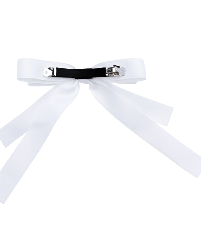 kids atelier tulleen Graceful White Satin Long-Streamer Hair Clip