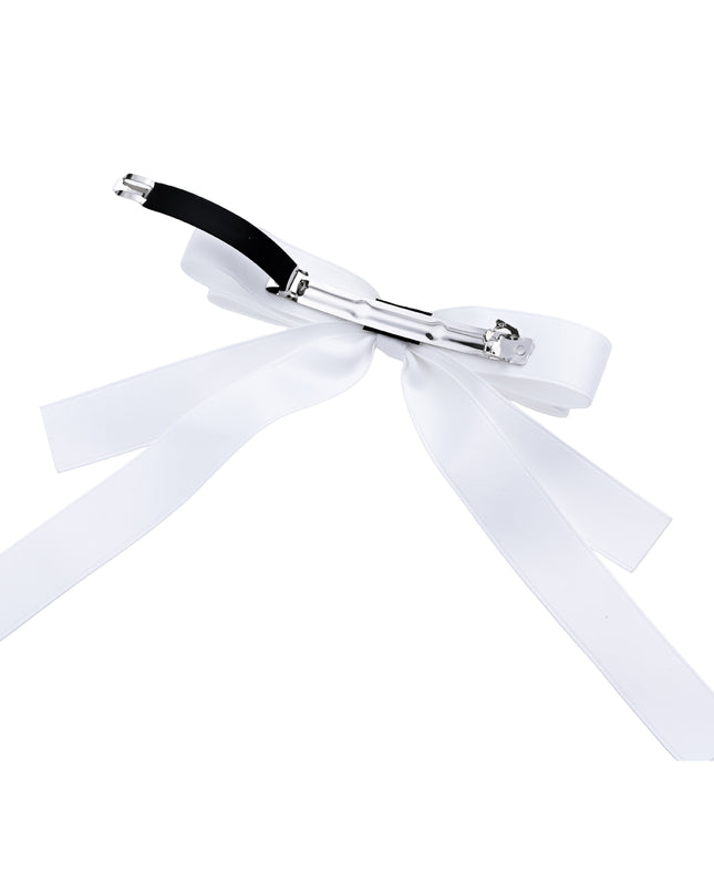 kids atelier tulleen Graceful White Satin Long-Streamer Hair Clip