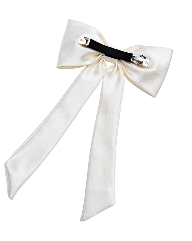 kids atelier tulleen Ivory Satin Long Tail Hair Clip