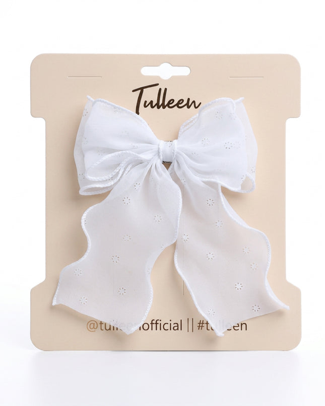 kids atelier tulleen White Sheer Bow Hair Clip
