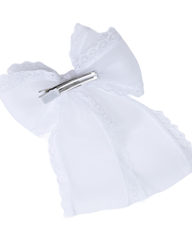 kids atelier tulleen White Lace Bow Hair Clip