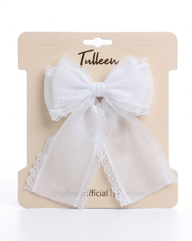 kids atelier tulleen White Lace Bow Hair Clip