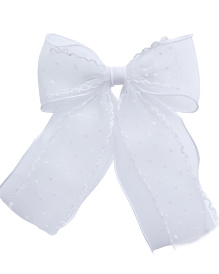kids atelier tulleen White Dotted Sheer Bow Hair Clip