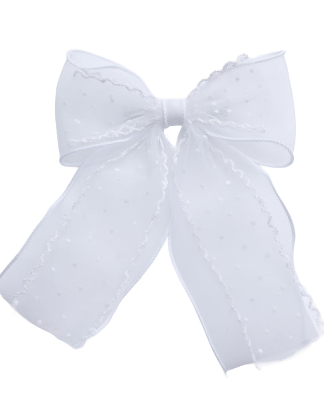 kids atelier tulleen White Dotted Sheer Bow Hair Clip