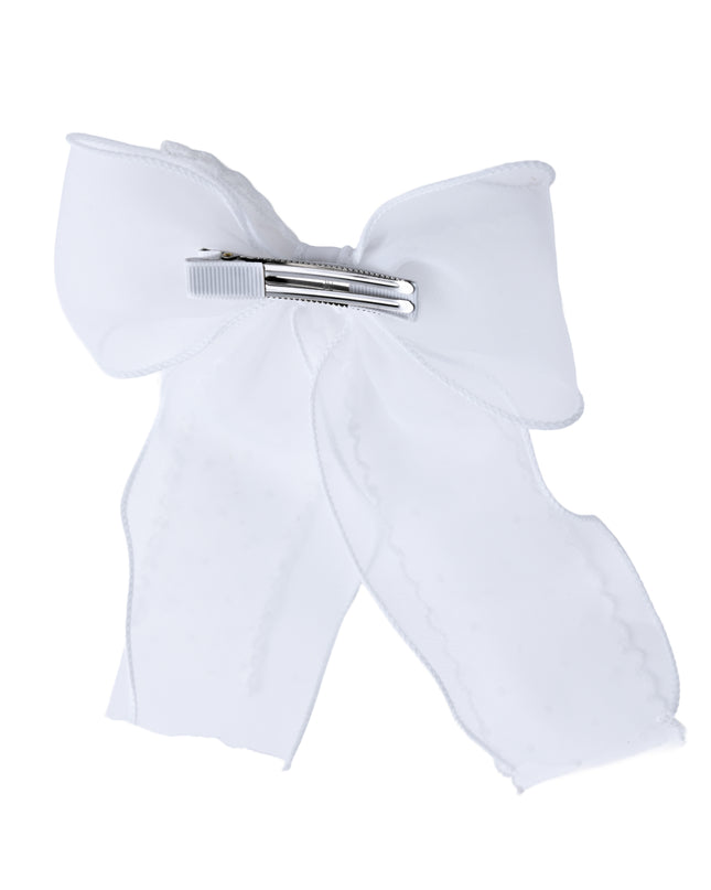 kids atelier tulleen White Dotted Sheer Bow Hair Clip
