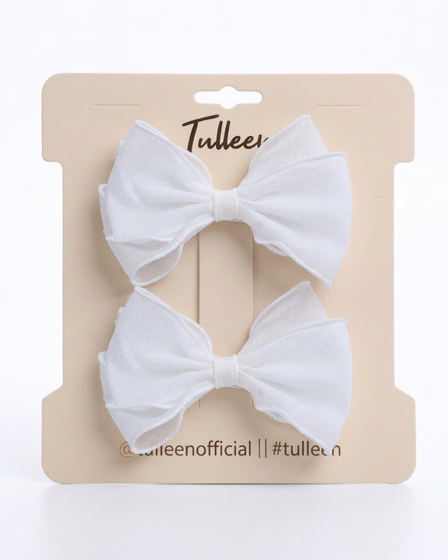 kids atelier tulleen Shimmer White Bow Duo