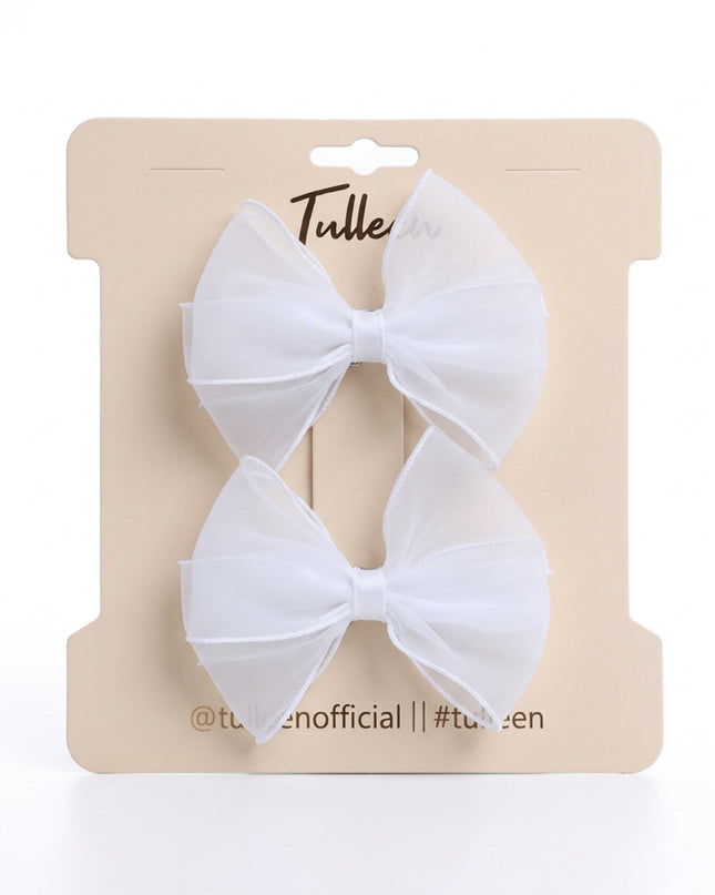 kids atelier tulleen White Whisper Bow Hair Clip Set