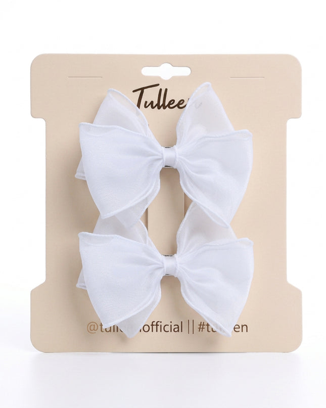 kids atelier tulleen Pure White Bow Hair Clip Set