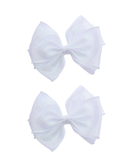 kids atelier tulleen Sparkle White Bow Hair Clip Set